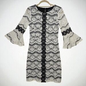 Gabby Skye Womens Dress Size 4 White Lace over Black Retro Y2K Whimsigoth Grunge